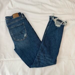 American Eagle Outfitters Distressed Blue Jeans - Hi- Rise Skinny